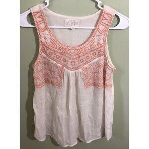 Sweet Wanderer Women's Sleeveless Tank Top Ivory Orange Size Small